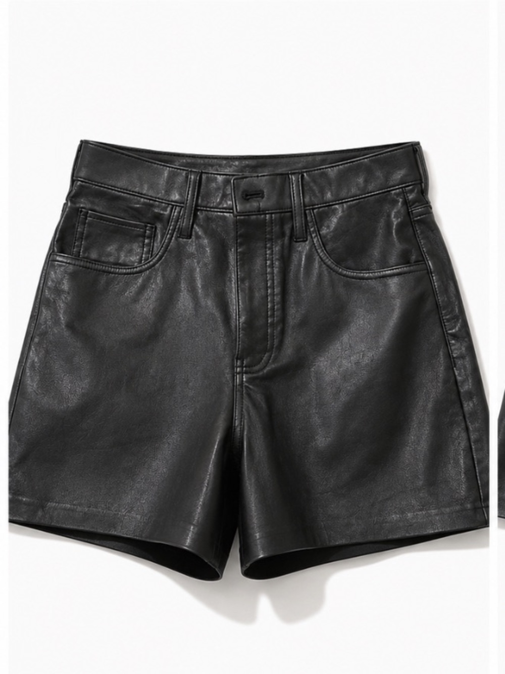 Abercrombie & Fitch Black High-Waist Faux Leather Shorts